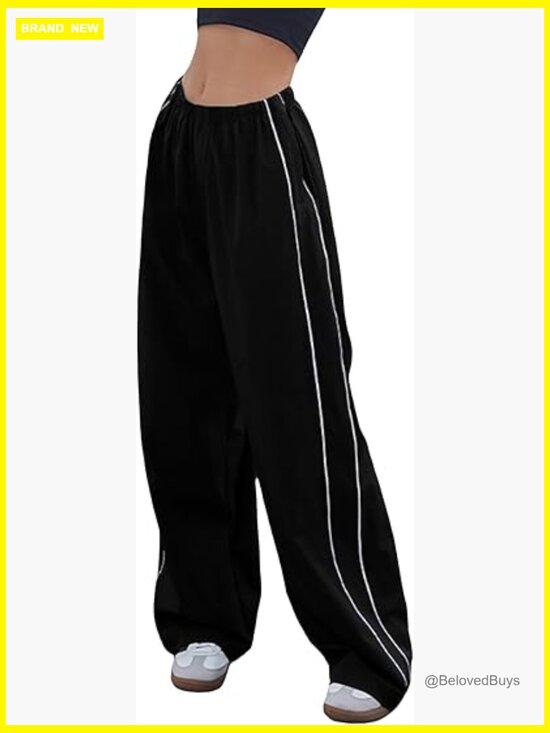 Pants & Jumpsuits | Baggy Y2k Parachute Pants Wide Leg Track Elastic ...